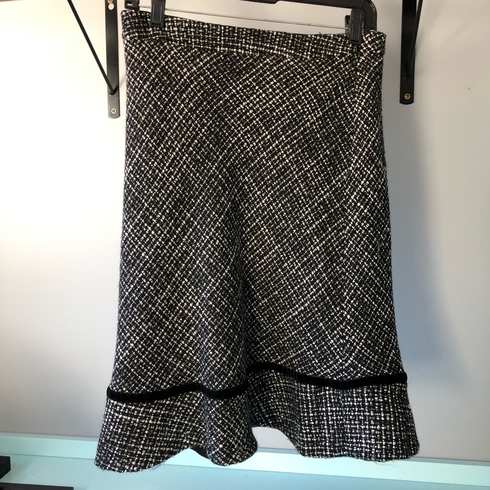 Tweed black and white midi skirt